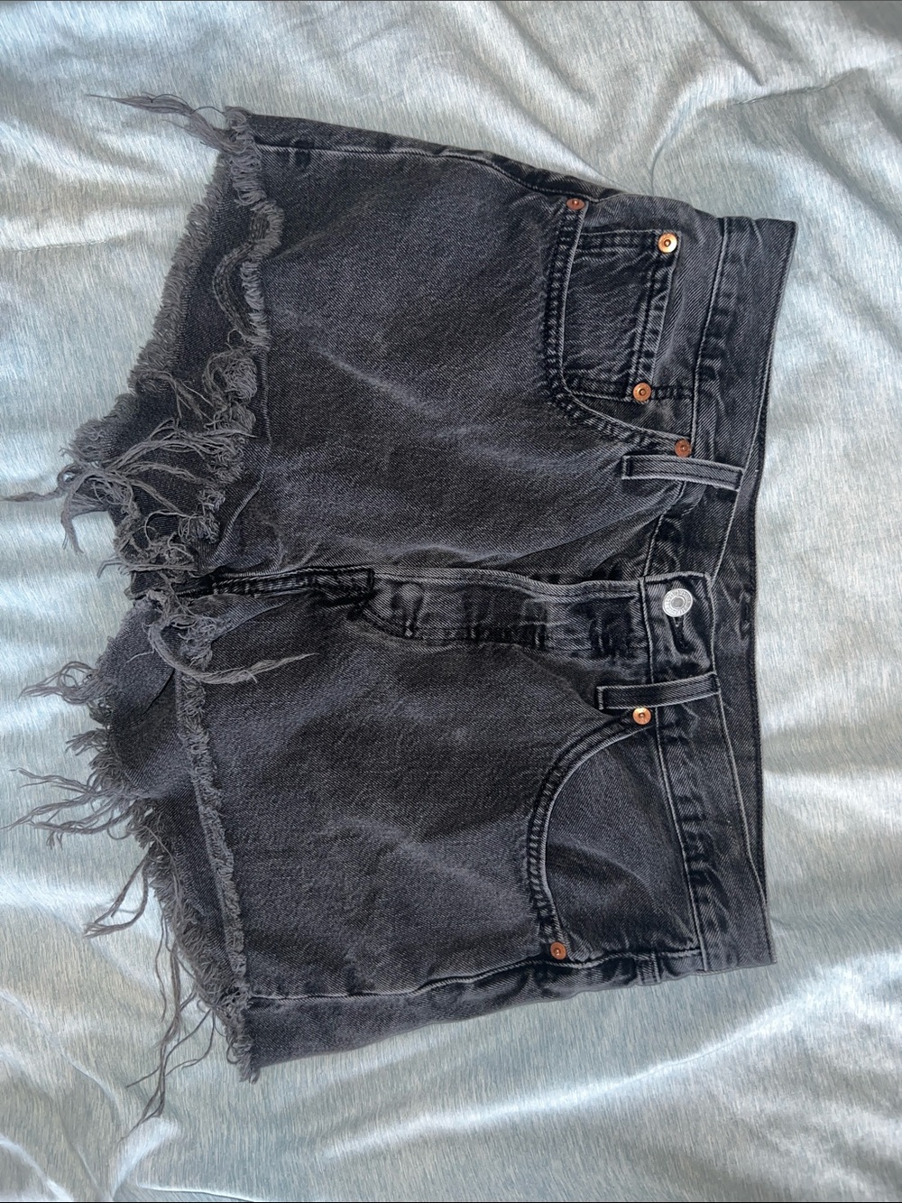 Levi's Black Frayed Hem Denim Shorts